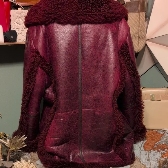 NWT Tommy Hilfiger Leather Shearing Jacket Coat Turkey Oxblood XXXL Peacoat - Picture 11 of 15